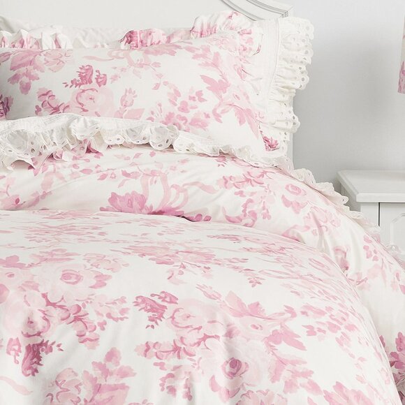 LoveShackFancy x Pottery Barn Garden Damask Ruffle Duvet Cover Bedding TWIN NWT